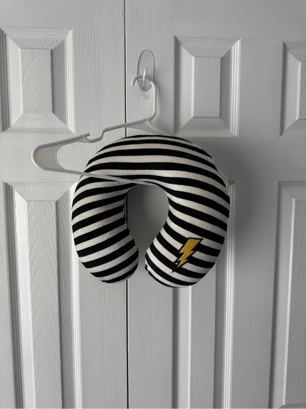 Striped Travel Neck Pillow Yellow Lightning Bolt Parisian Chic Vacation Flight